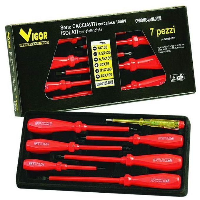 foto del prodotto serie cacciaviti vigor crv taglio croce isolati pezzi 7