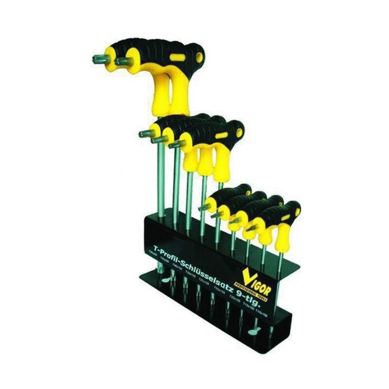 foto del prodotto serie cacciaviti vigor crv torx manico a t pezzi 9
