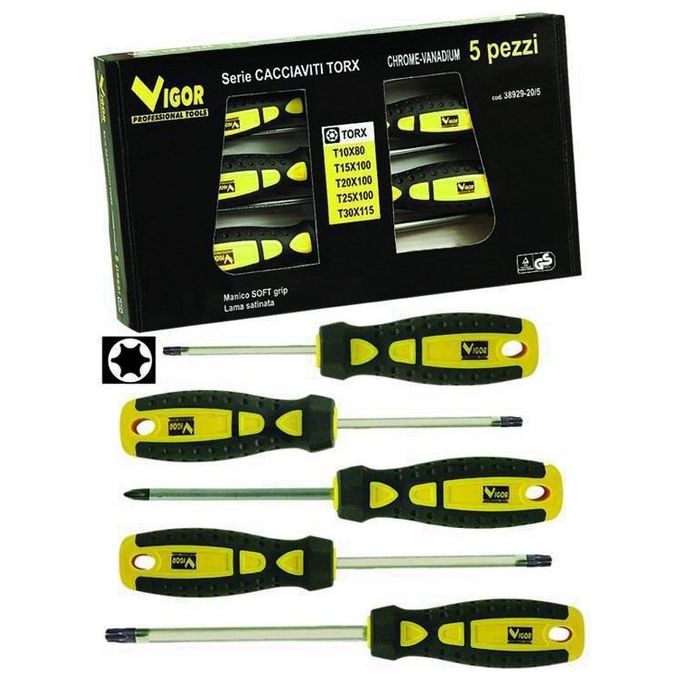 foto del prodotto serie cacciaviti vigor crv torx pezzi 5