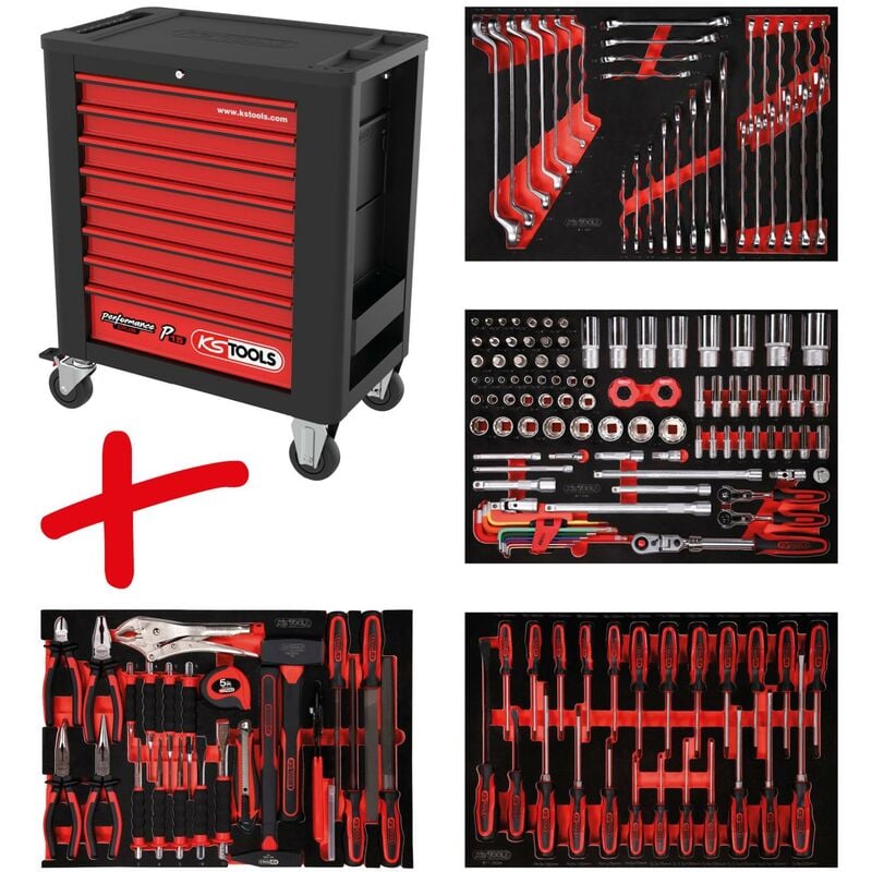 foto del prodotto serie carrello da officina performanceplus p15 con 180 utensili per 4 cassetti