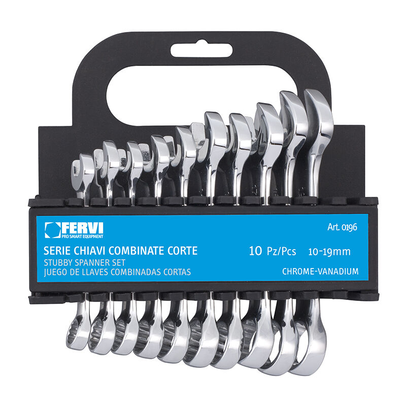 foto del prodotto serie chiavi combinate corte 10 19 mm fervi 0196
