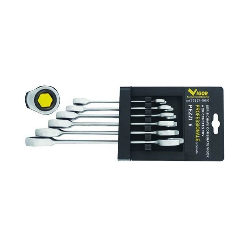 foto del prodotto serie chiavi combinate vigor a cricchetto crv pezzi 6