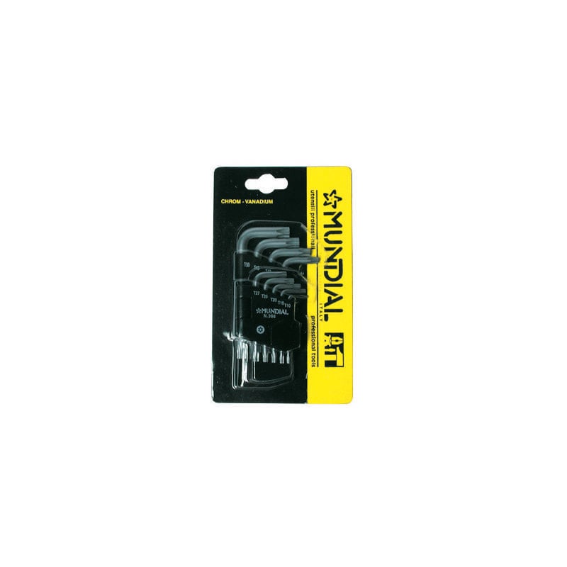 foto del prodotto serie chiavi maschio torx mundial 9 pezzi tx 10 15 