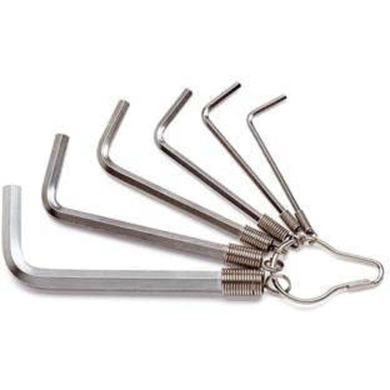 foto del prodotto serie di 6 chiavi maschio esagonale piegate cromate con anello art. 96 st6