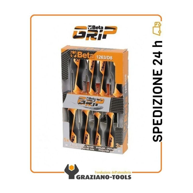 foto del prodotto serie di 8 giraviti beta grip 1263 d8