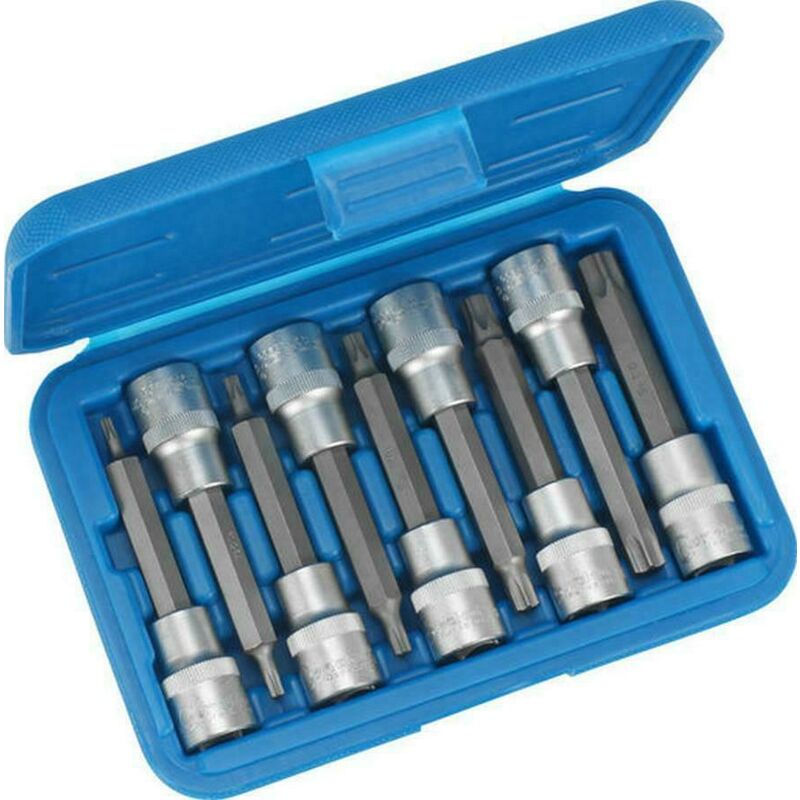 foto del prodotto serie di 9 bussole con prolunga ed inserto torx da 100mm art.5065 condor