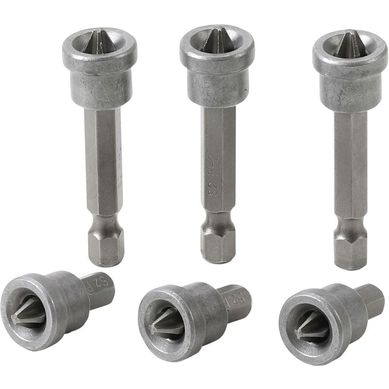 foto del prodotto serie di bit con limitatore di profondit per piastrelle di gesso attacco esagono esterno 6,3 mm 1 4 taglio a croce ph2 6 pz.