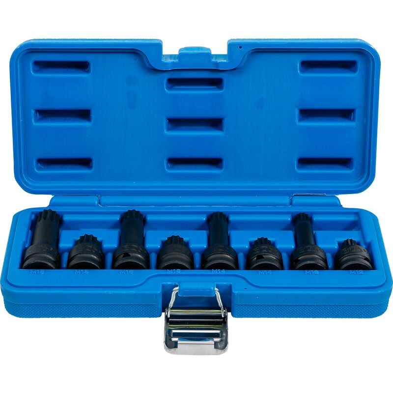 foto del prodotto serie di bussole 12,5 mm 1 2 poligonale interno per xzn m12 m18 8 pz.