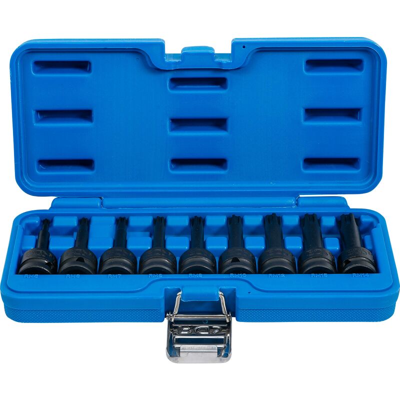 foto del prodotto serie di bussole 12,5 mm 1 2 profilo a cuneo per ribe m5 m14 9 pz.