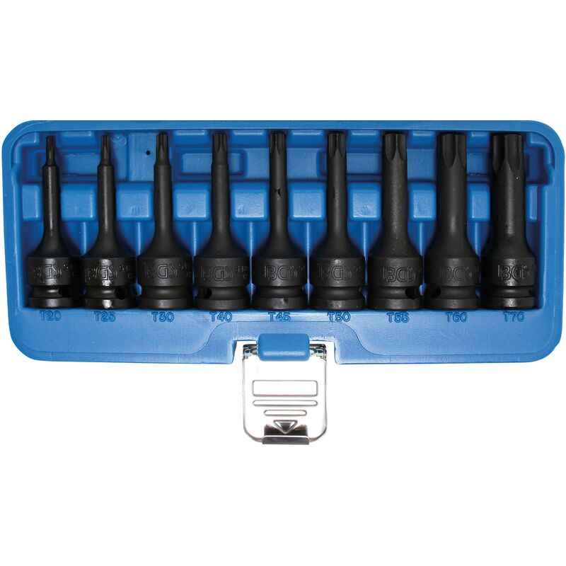 foto del prodotto serie di bussole 12,5 mm 1 2 profilo a t per torx t20 t70 9 pz.