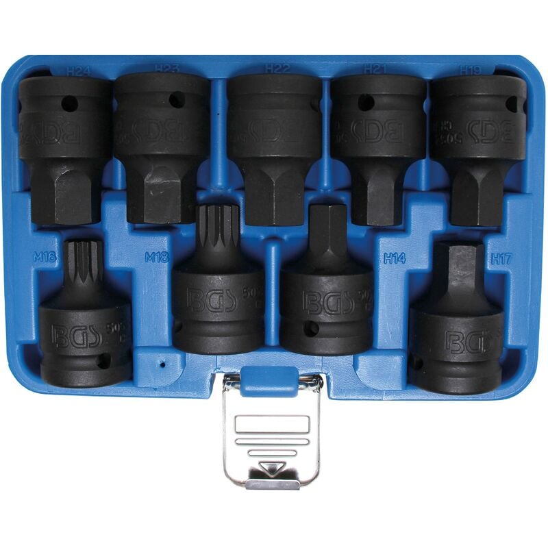 foto del prodotto serie di bussole 20 mm 3 4 esagono interno, poligonale interno per xzn 9 pz.