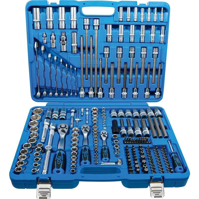 foto del prodotto serie di bussole esagonali 6,3 mm 1 4 10 mm 3 8 12,5 mm 1 2 214 pz.