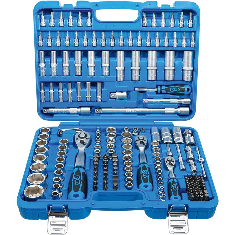 foto del prodotto serie di bussole esagonali 6,3 mm 1 4 10 mm 3 8 12,5 mm 1 2 dimensioni pollici 192 pz.