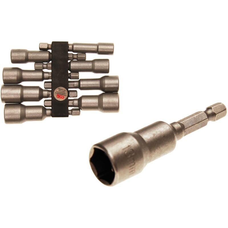 foto del prodotto serie di bussole esagonali attacco esagono esterno 6,3 mm 1 4 6 13 mm 8 pz.