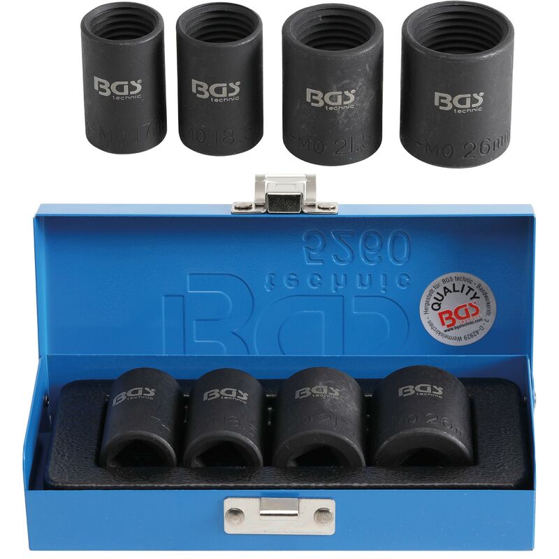 foto del prodotto serie di bussole esagonali cacciaviti con profilo elicoidale 12,5 mm 1 2 17 26 mm 4 pz.