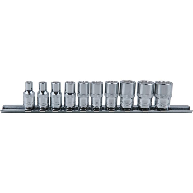 foto del prodotto serie di bussole poligonali 1 4 chromeplus, 10 pz, 4 13 mm