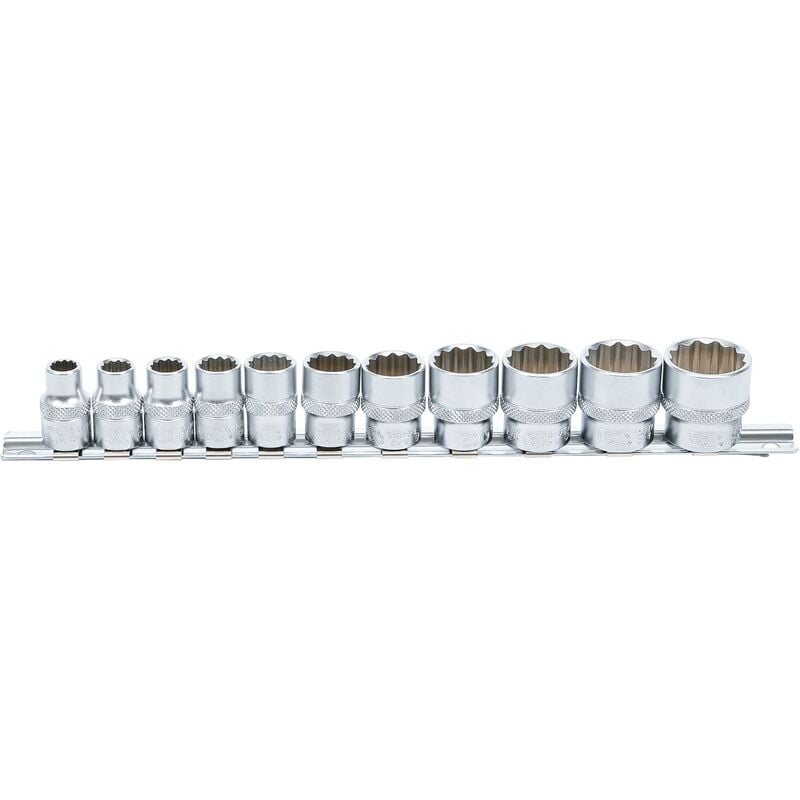 foto del prodotto serie di bussole, poligonali 10 mm 3 8 dimensioni in pollici 11 pz.