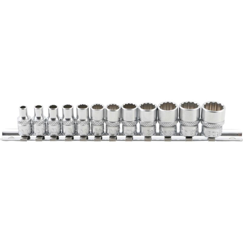 foto del prodotto serie di bussole, poligonali 6,3 mm 1 4 dimensioni in pollici 12 pz.