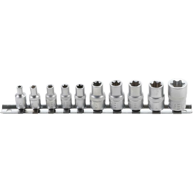 foto del prodotto serie di bussole profilo e 6,3 mm 1 4 10 mm 3 8 e4 e16 10 pz.