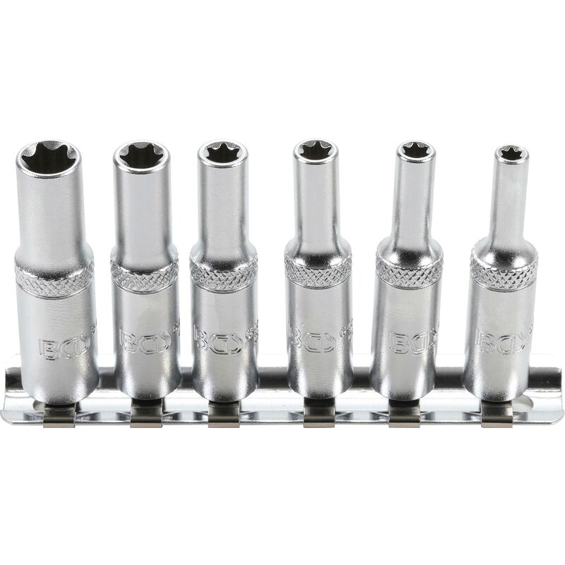 foto del prodotto serie di bussole profilo e, profonde 6,3 mm 1 4 e4 e10 6 pz.