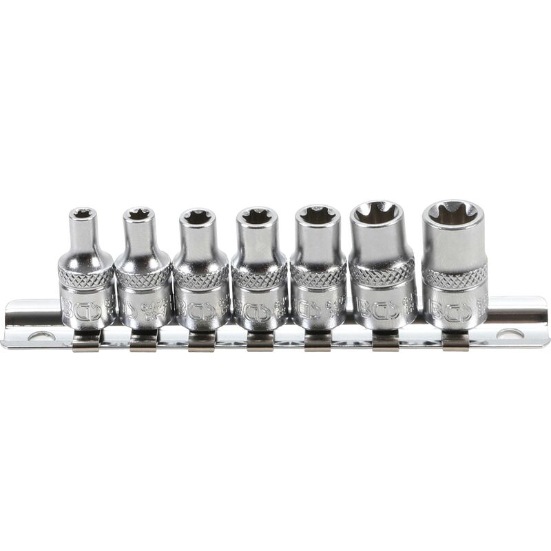 foto del prodotto serie di bussole profilo e, profonde 6,3 mm 1 4 e4 e11 7 pz.