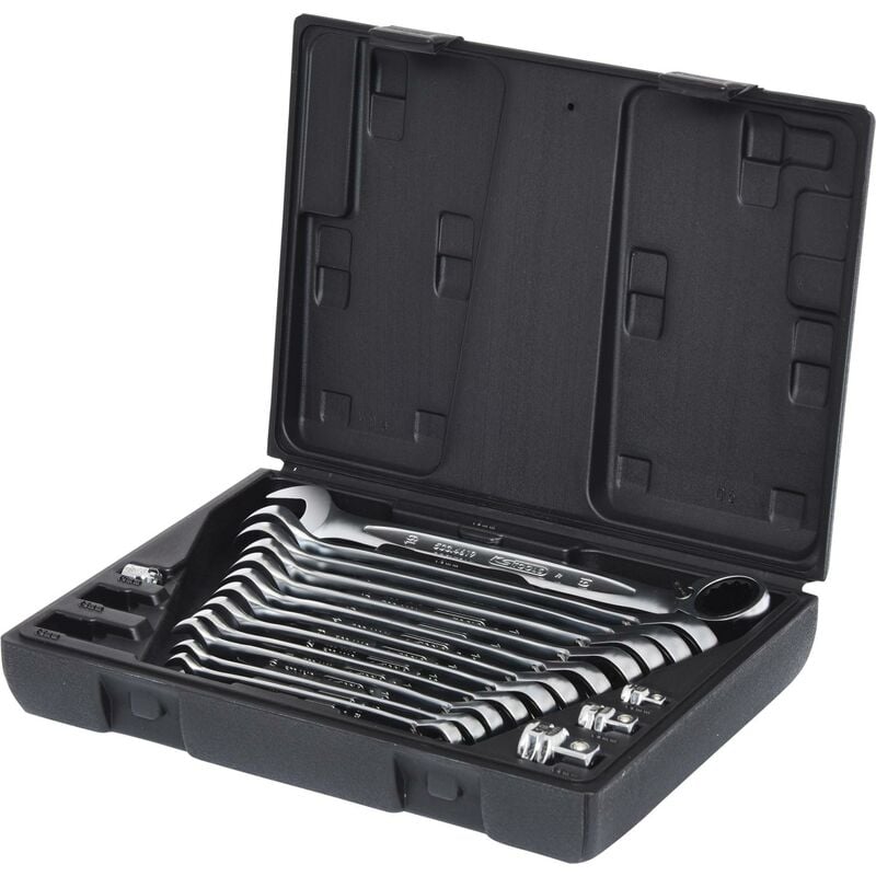 foto del prodotto serie di chiavi a cricco combinate gear reversibili,16pz.8-19mm,c.adattatore