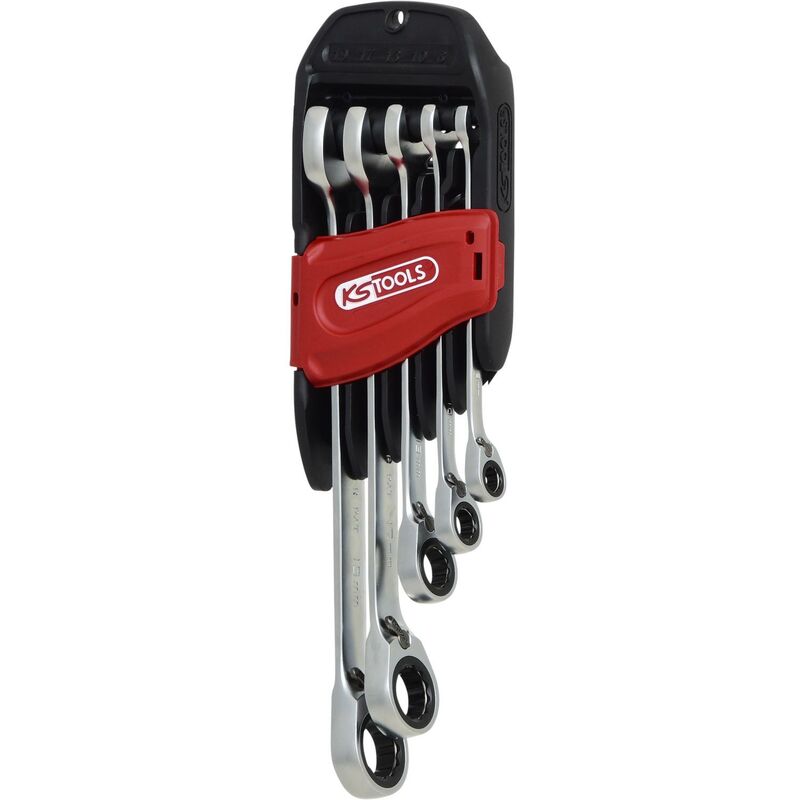 foto del prodotto serie di chiavi a cricco combinate ringstop gearplus 5 pz,inclinata