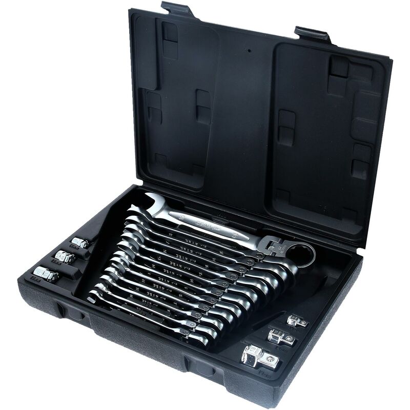 foto del prodotto serie di chiavi a cricco combinate snodate gear c.bloc,18 pzc.adattatore