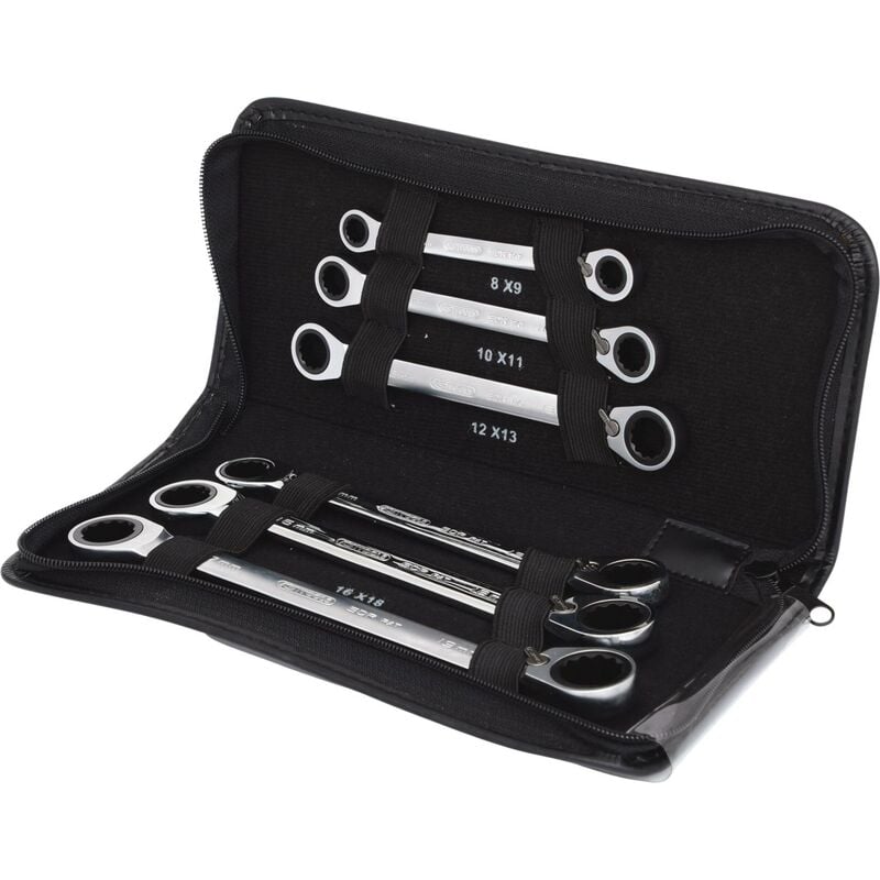 foto del prodotto serie di chiavi a cricco doppie poligonali gear reversibili,6pz.8x9 17x19mm