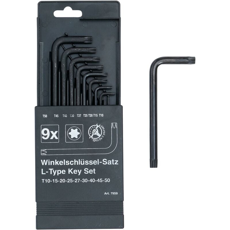 foto del prodotto serie di chiavi ad angolo torx t10 t50 9 pz.