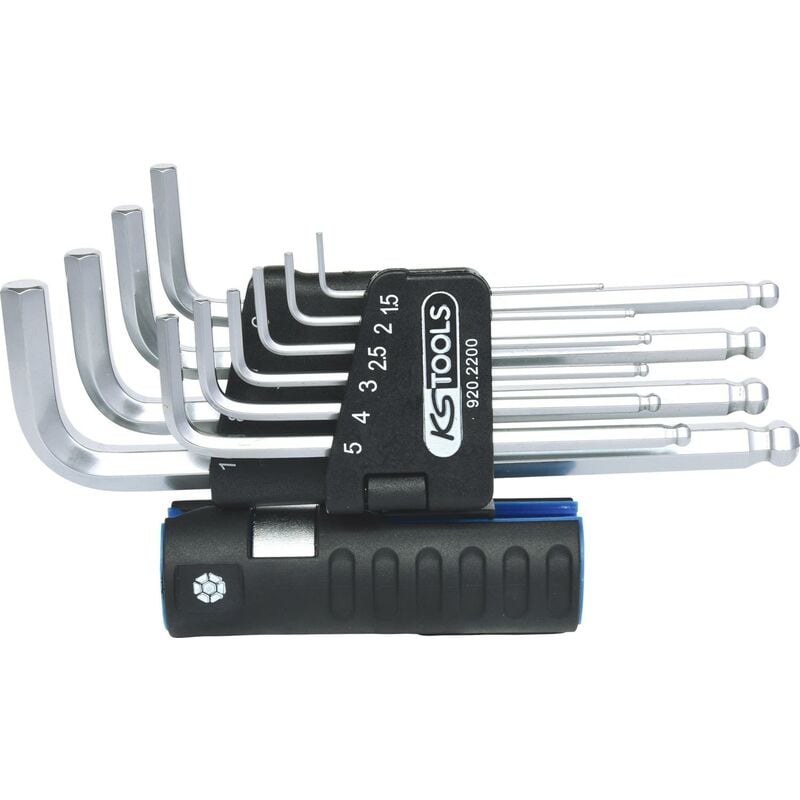 foto del prodotto serie di chiavi maschio esagonali piegate a testa sferica 3in1,10pz.1,5 10mm