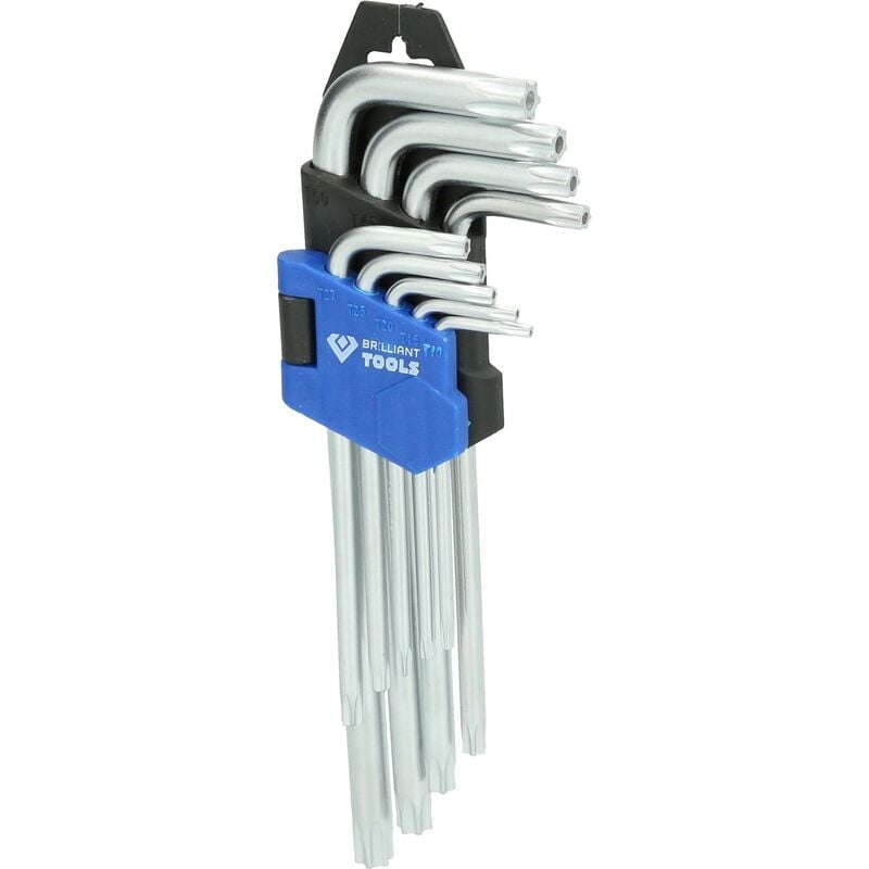 foto del prodotto serie di chiavi maschio piegate, 9 pz, profilo torx , corte