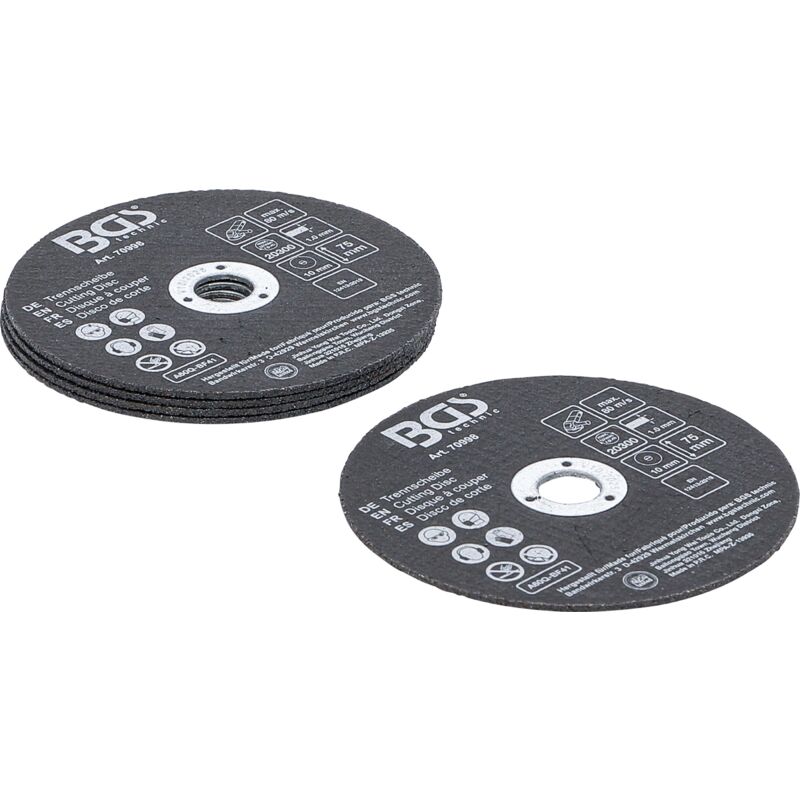 foto del prodotto serie di dischi da taglio per acciaio inox 75 x 1,0 x 10 mm 5 pz.