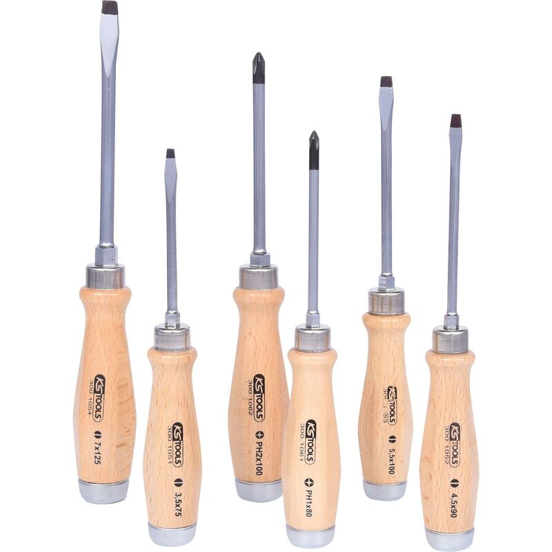 foto del prodotto serie di giraviti ergo woodmax a lama passante,6 pzph a intaglio