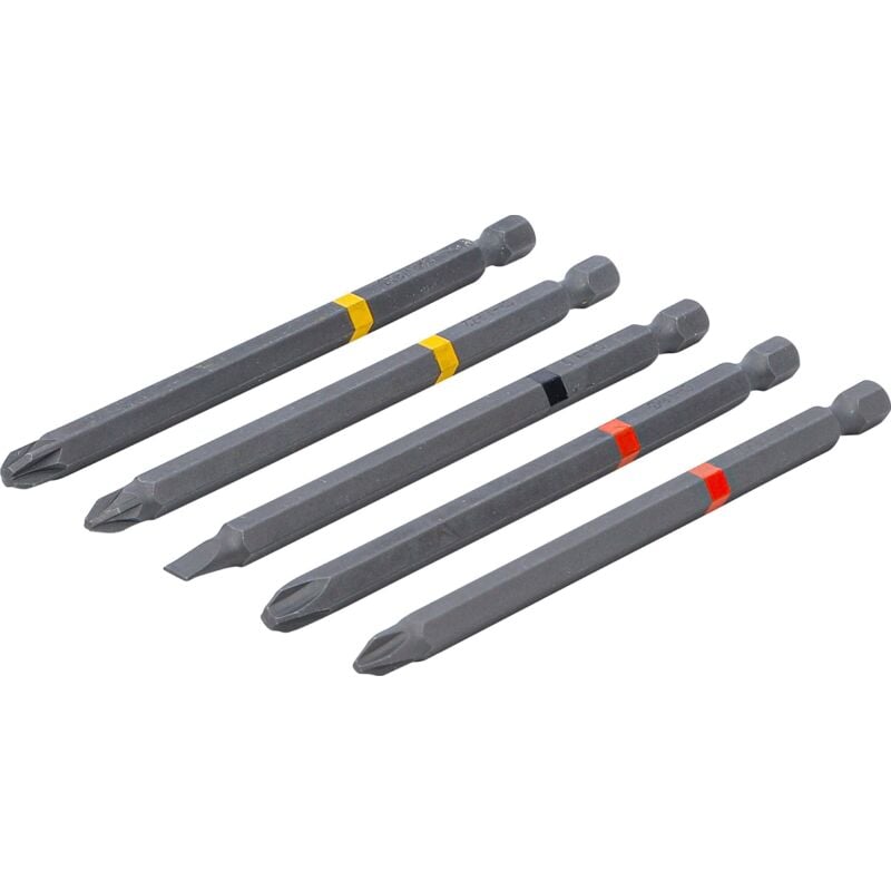 foto del prodotto serie di inserti attacco esagono esterno 6,3 mm 1 4' intaglio a croce ph, intaglio a croce pz, intaglio piatto lunghezza 110 mm 5 pz.