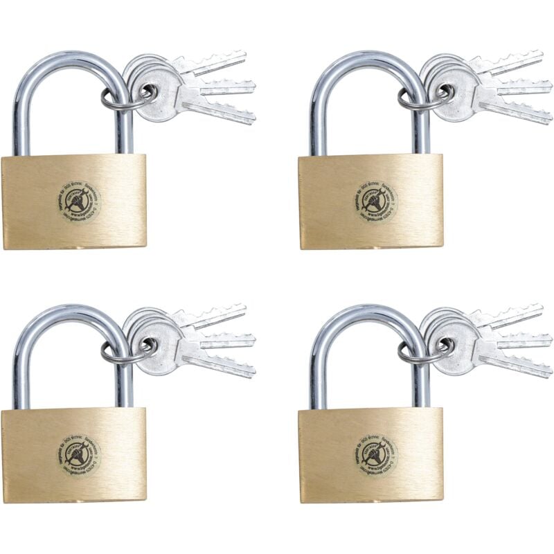 foto del prodotto serie di lucchetti in ottone a chiave unica 40 mm 4 pz.