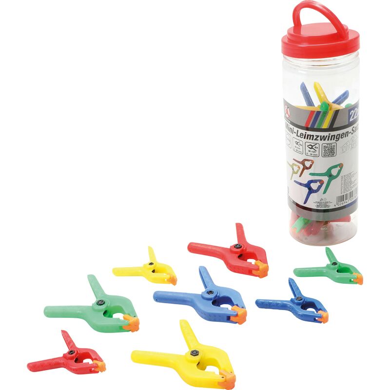 foto del prodotto serie di mini morsetti a molla plastica abs 22 pz.