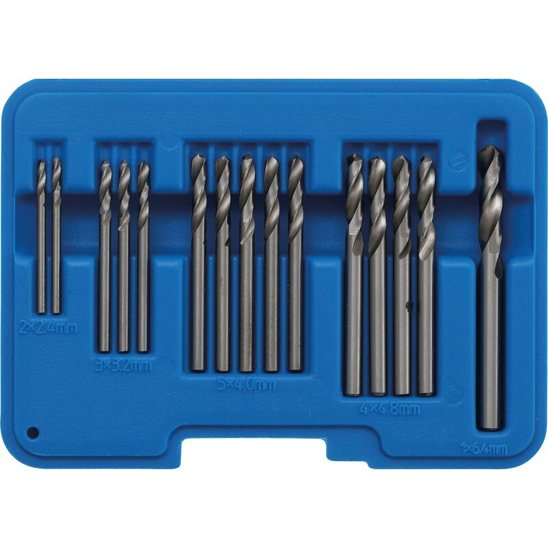 foto del prodotto serie di punte per rivetti ciechi hss 2,4 6,4 mm 15 pz.