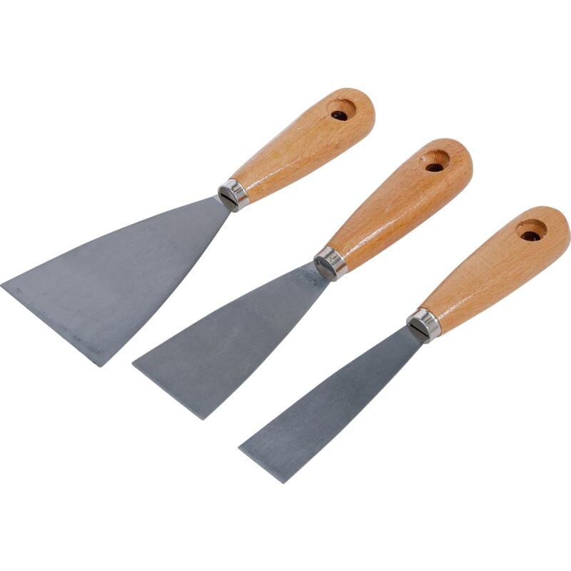 foto del prodotto serie di spatole manico in legno 30 50 80 mm 3 pz.