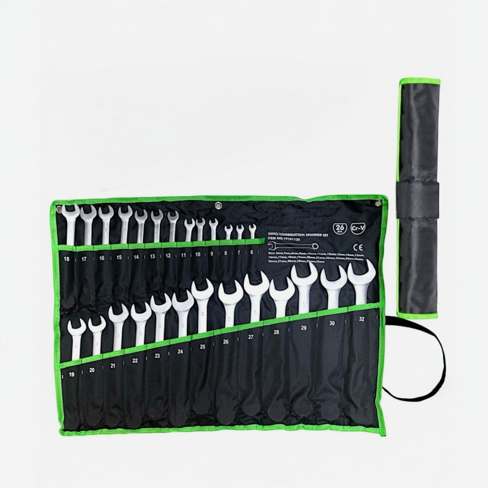 foto del prodotto serie kit set 26 chiavi combinate a stella e fisse inglesi da 6 a 32mm 19101126