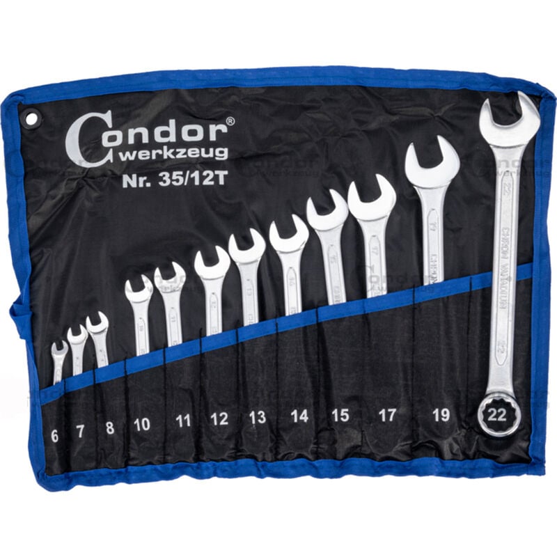 foto del prodotto serie kit set chiavi combinate stella e fissa inglesi 12pz 6 22mm condor