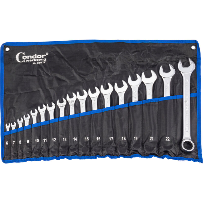 foto del prodotto serie kit set chiavi combinate stella e fissa inglesi 17pz 6 24mm condor