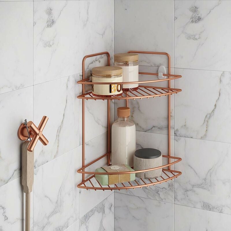 foto del prodotto serie reflex copper mensola angolare 2 piani 403513 metaltex