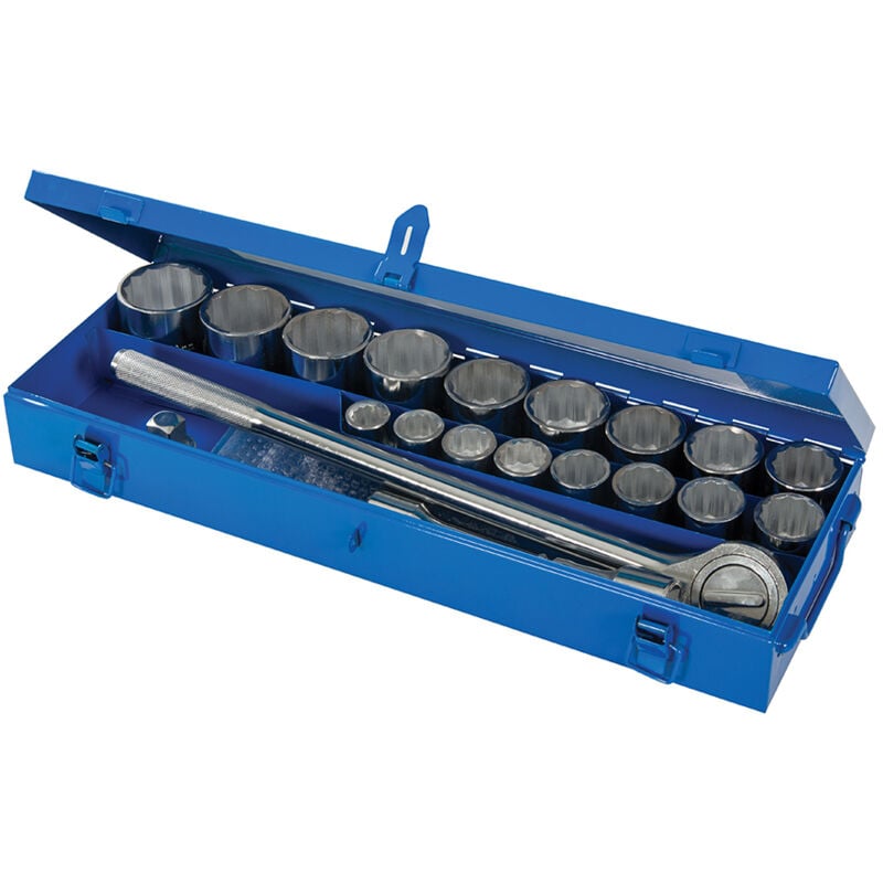 foto del prodotto serie set chaivi a bussola 21 pz da 3 4 quot metriche 19 50mm cricchetto silverline 633663