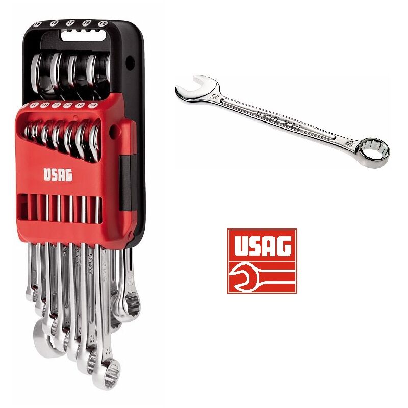 foto del prodotto serie set kit 12 chiavi combinate fissa e stella professionali usag 285 ds12
