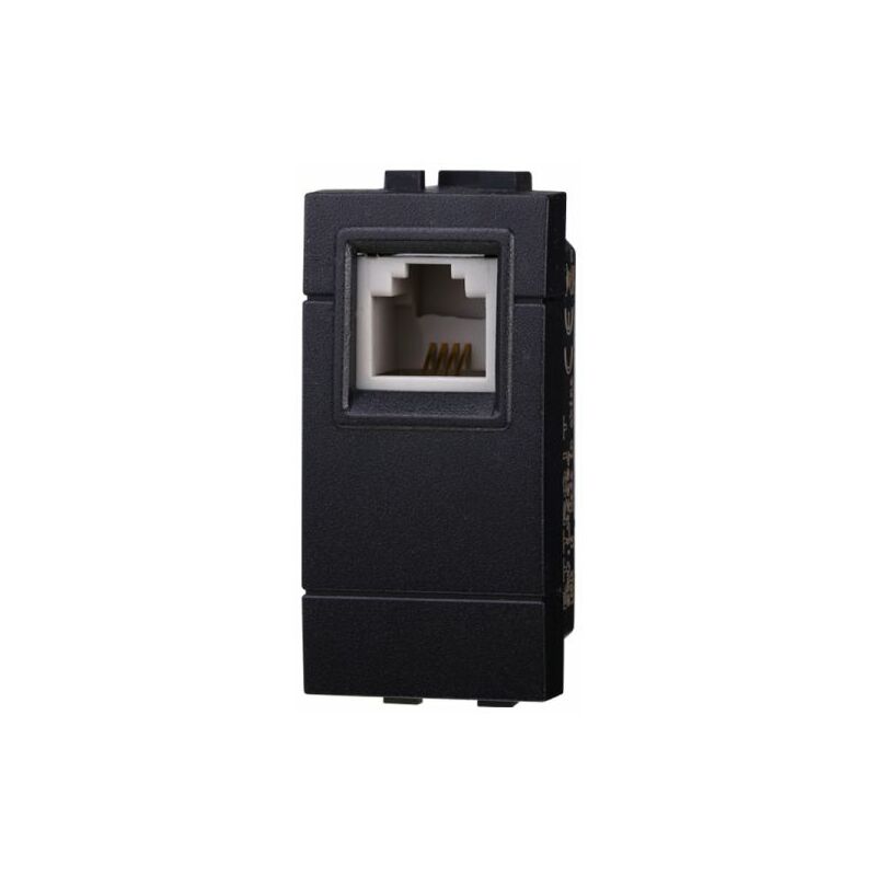 foto del prodotto serie space presa telefonica rj11 nera compatibile bticino matix mt2354 ettroit