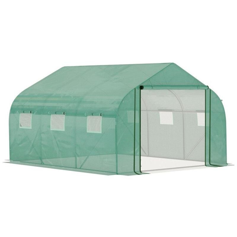 foto del prodotto serra a tunnel copertura pe e struttura in acciaio con porta 347x300x200cm