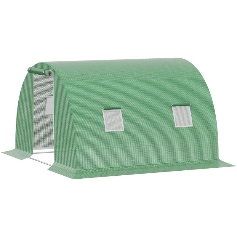 foto del prodotto serra a tunnel per orto 3x3x2m con copertura in pe e finestre outsunny