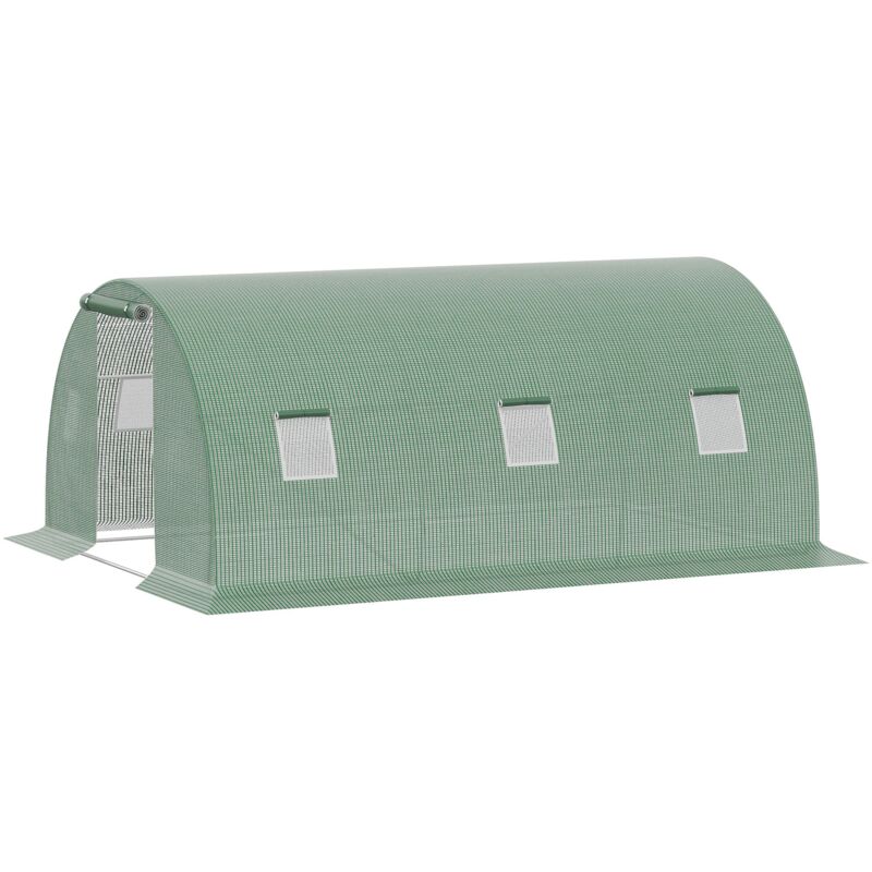 foto del prodotto serra a tunnel per orto 4.5x3x2m con copertura in pe e finestre outsunny