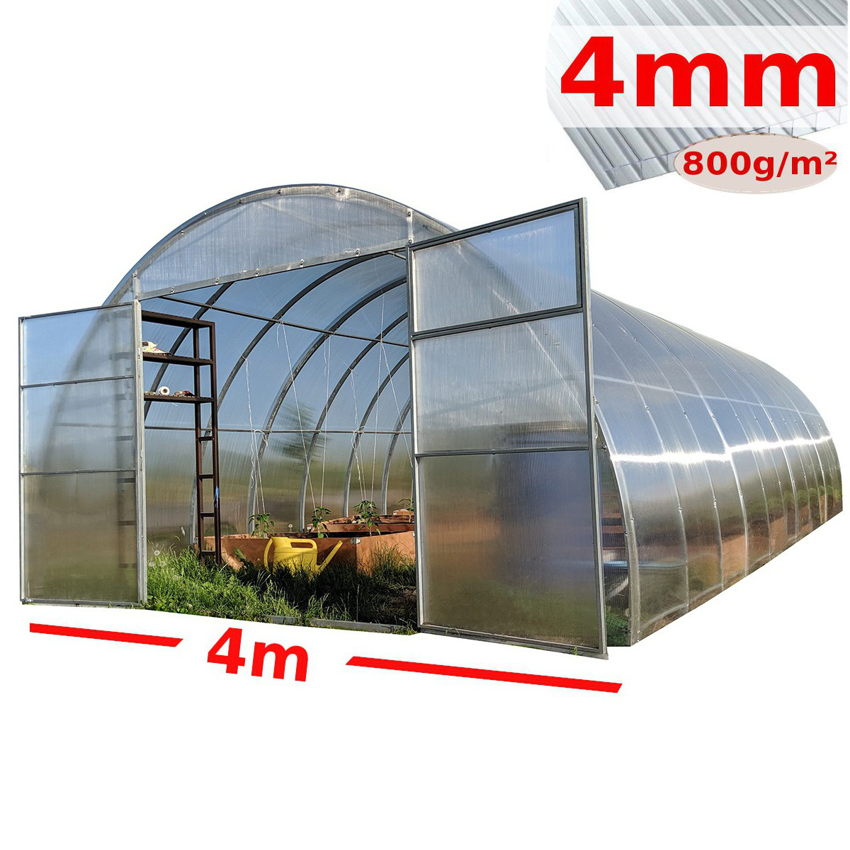 foto del prodotto serra compro 4x6m con copertura policarbonato alveolare 4mm